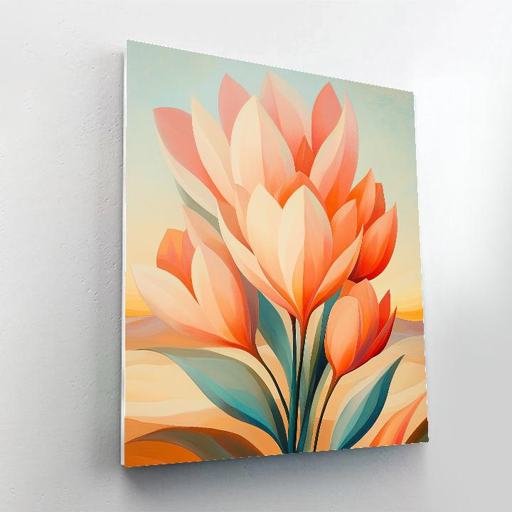 Georgia OKeeffe Inspired Desert Flowers At Sunrise paint by number