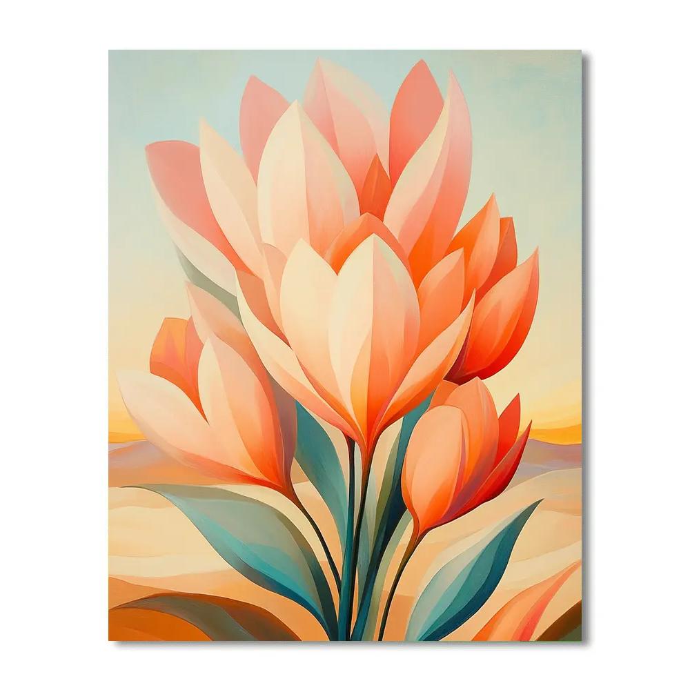 Georgia OKeeffe Inspired Desert Flowers At Sunrise paint by number