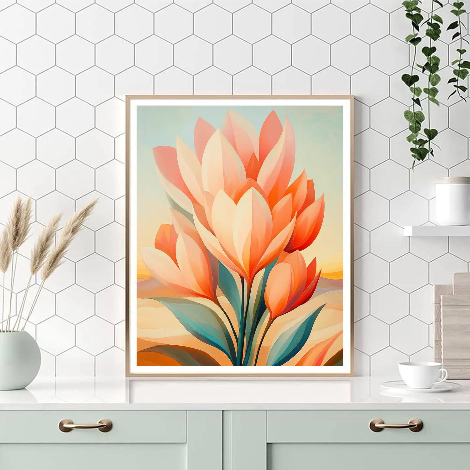 Georgia OKeeffe Inspired Desert Flowers At Sunrise paint by number