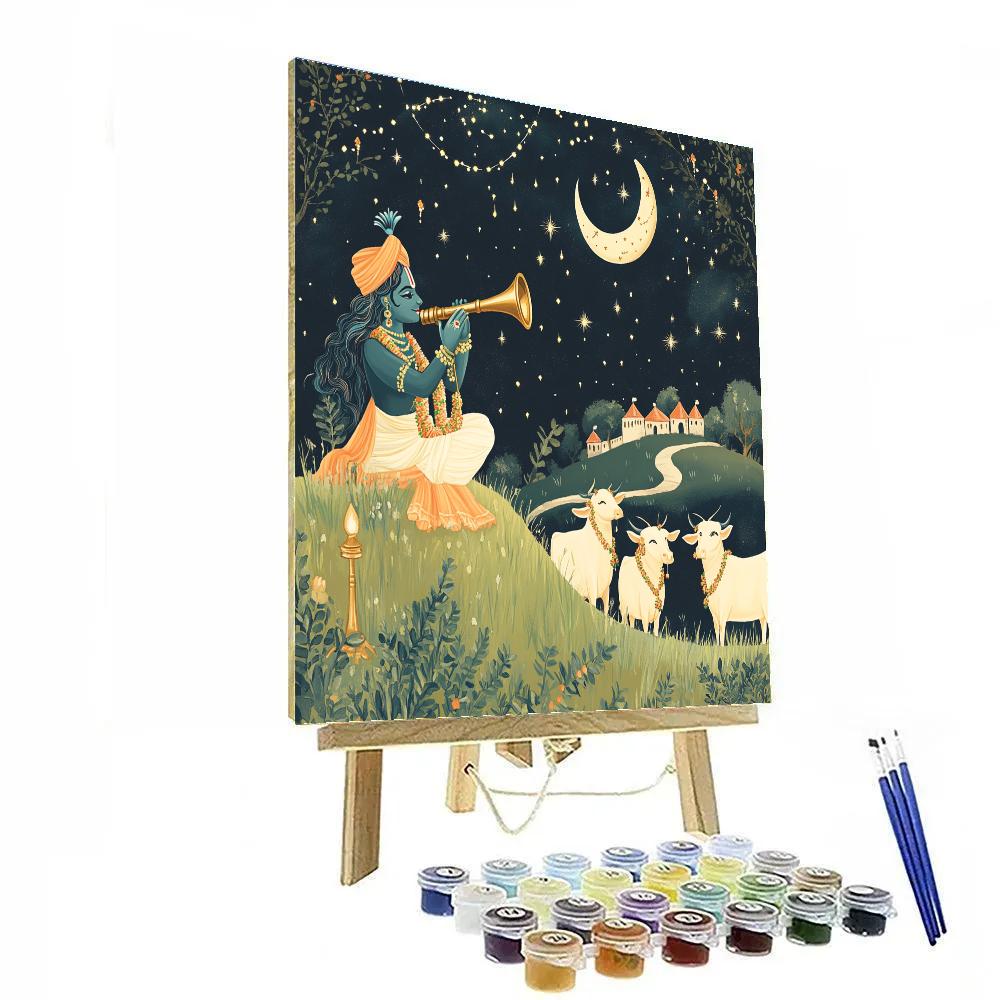 Krishna And The Stargazer Cows Of Vrindavan Paint by numbers kits