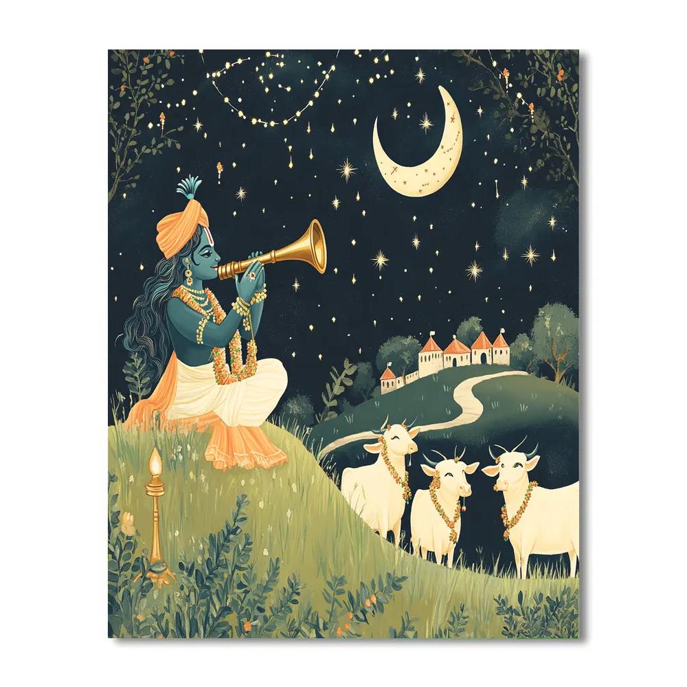 Krishna And The Stargazer Cows Of Vrindavan Paint by numbers kits