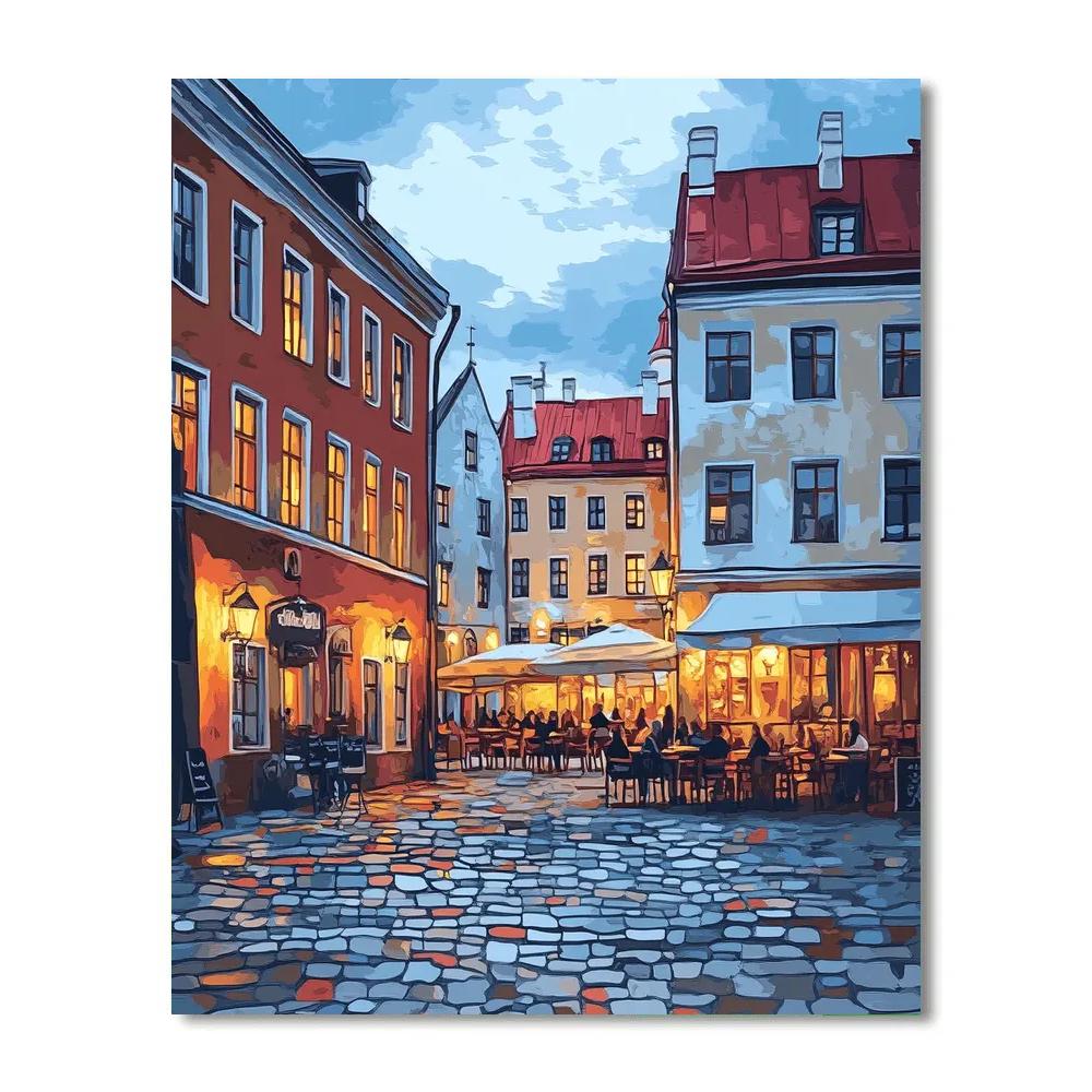 Old Town Market Square Evening Tallinn Estonia DIY paint by numbers