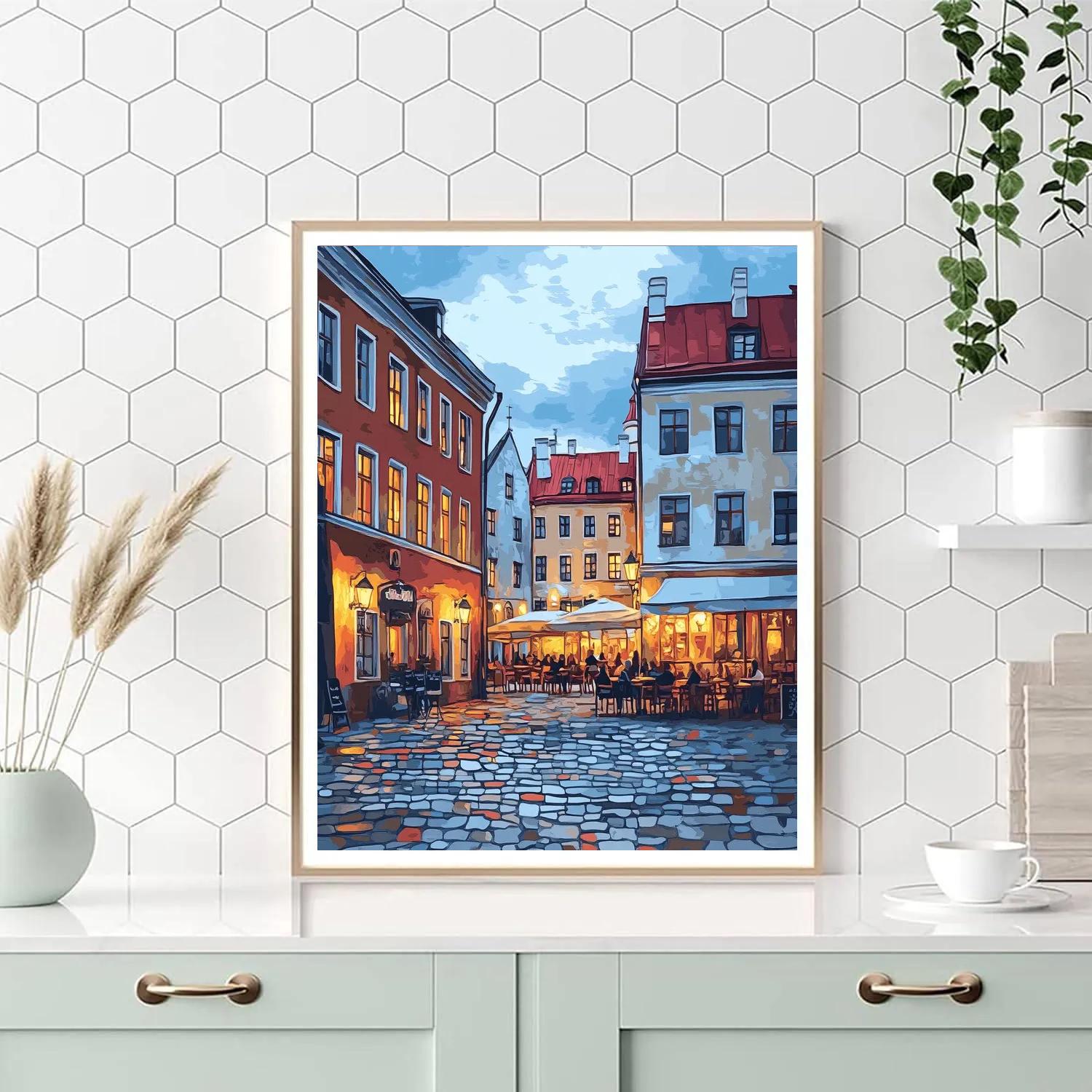 Old Town Market Square Evening Tallinn Estonia DIY paint by numbers
