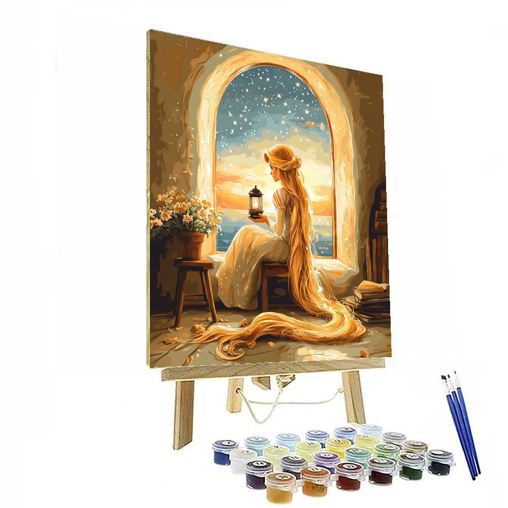 Rapunzel Tower Window Sky Lantern Practice Numbered painting kits