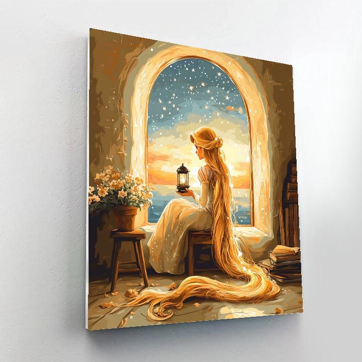 Rapunzel Tower Window Sky Lantern Practice Numbered painting kits