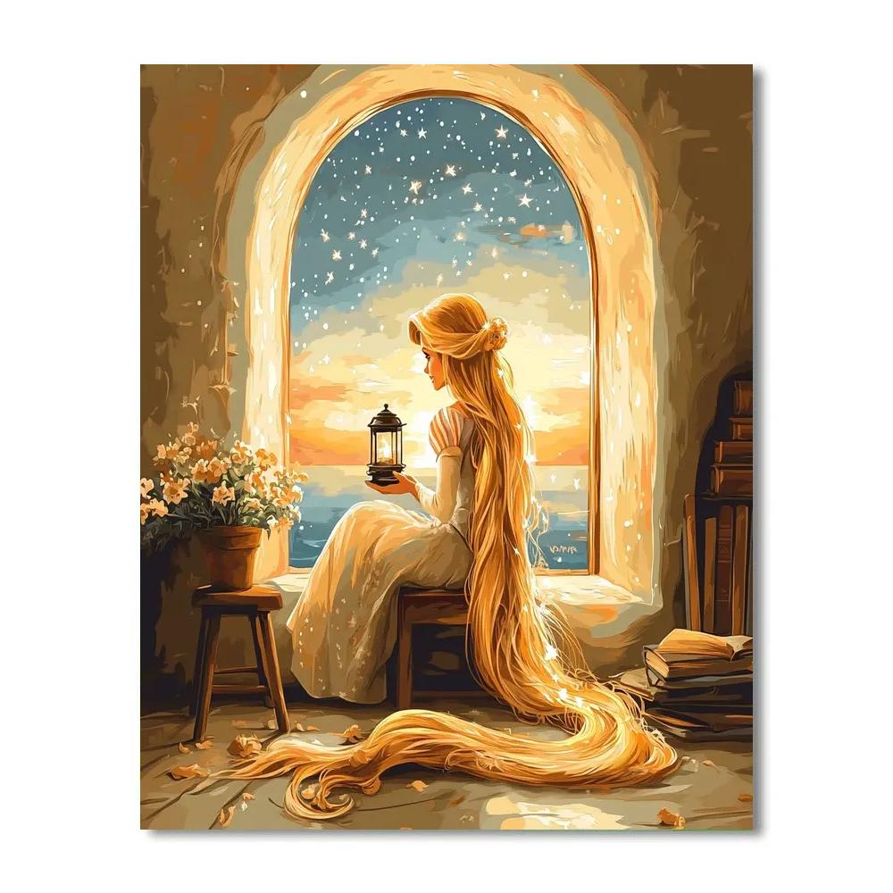 Rapunzel Tower Window Sky Lantern Practice Numbered painting kits
