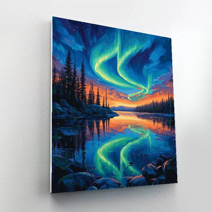 Frederick Varley Inspired Aurora Furnace Over Silent Pines Number painting