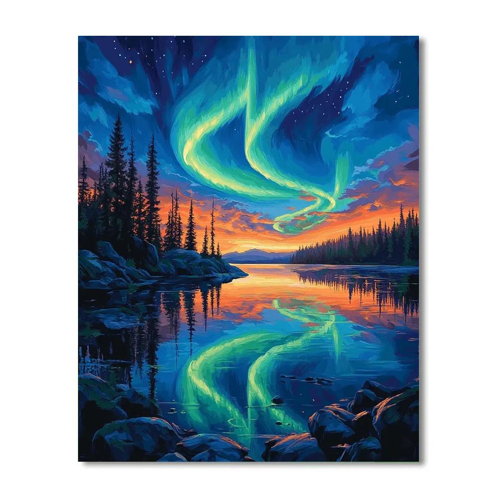 Frederick Varley Inspired Aurora Furnace Over Silent Pines Number painting