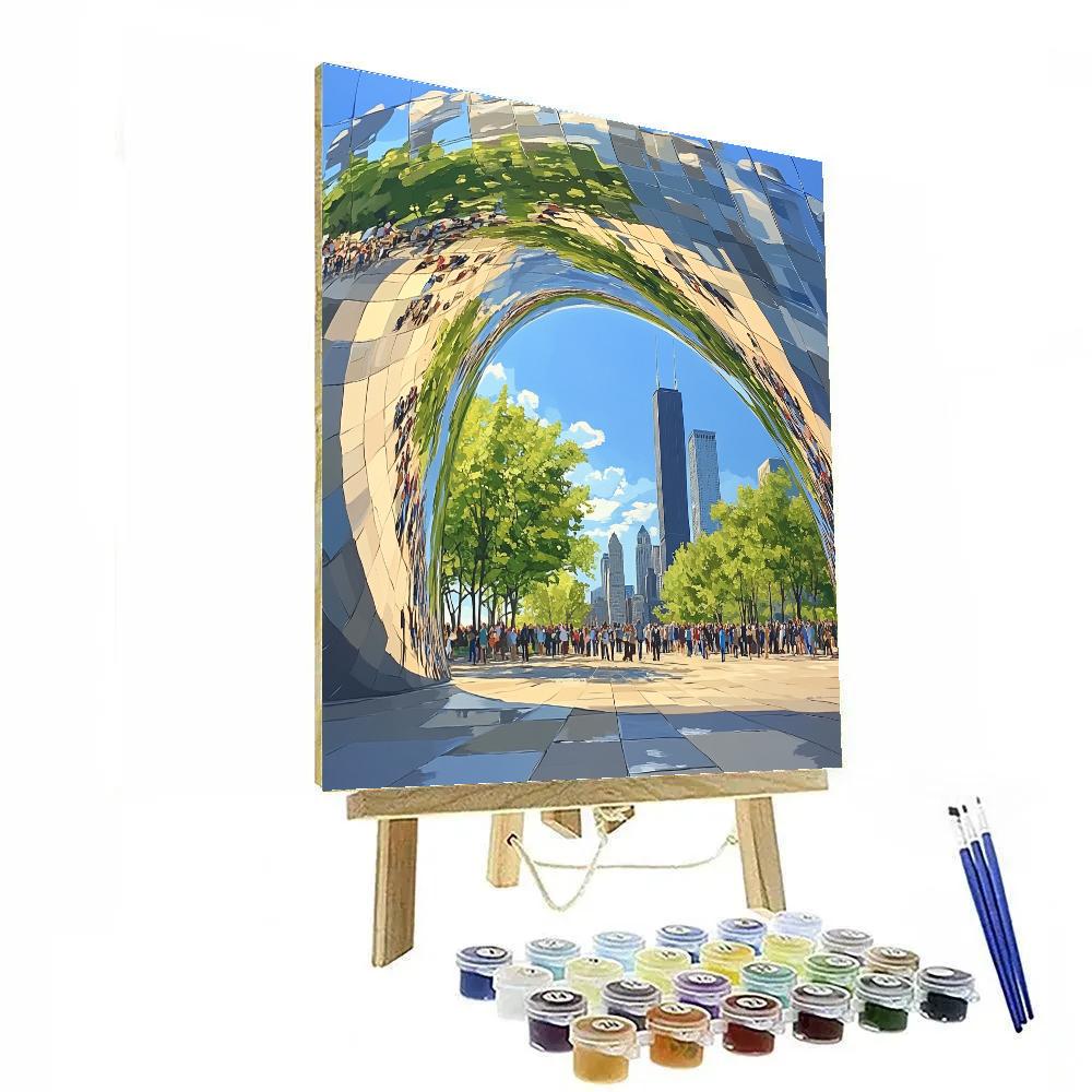 Mirrored Skins Of The Bean Millennium Park Chicago United States DIY paint by numbers