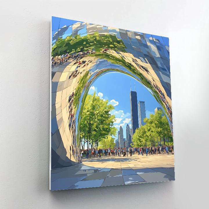 Mirrored Skins Of The Bean Millennium Park Chicago United States DIY paint by numbers