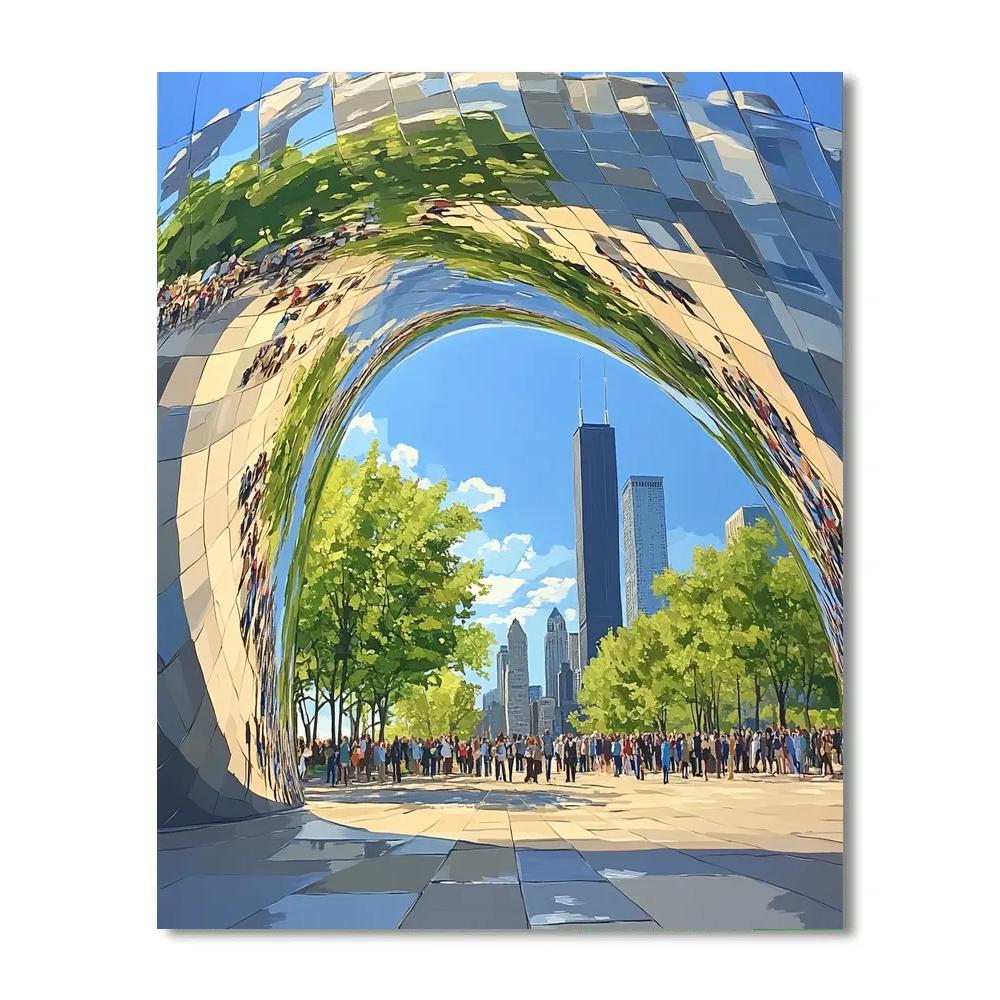 Mirrored Skins Of The Bean Millennium Park Chicago United States DIY paint by numbers