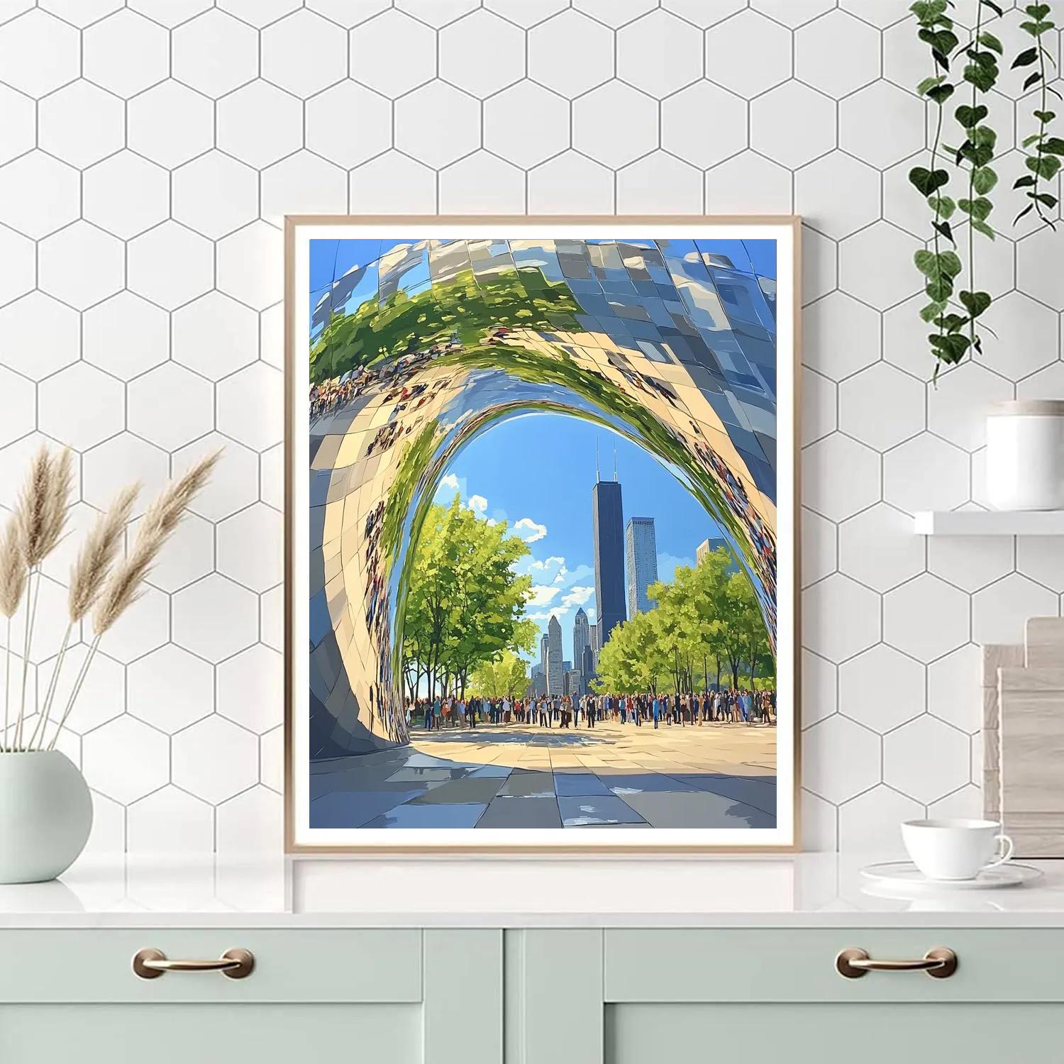 Mirrored Skins Of The Bean Millennium Park Chicago United States DIY paint by numbers