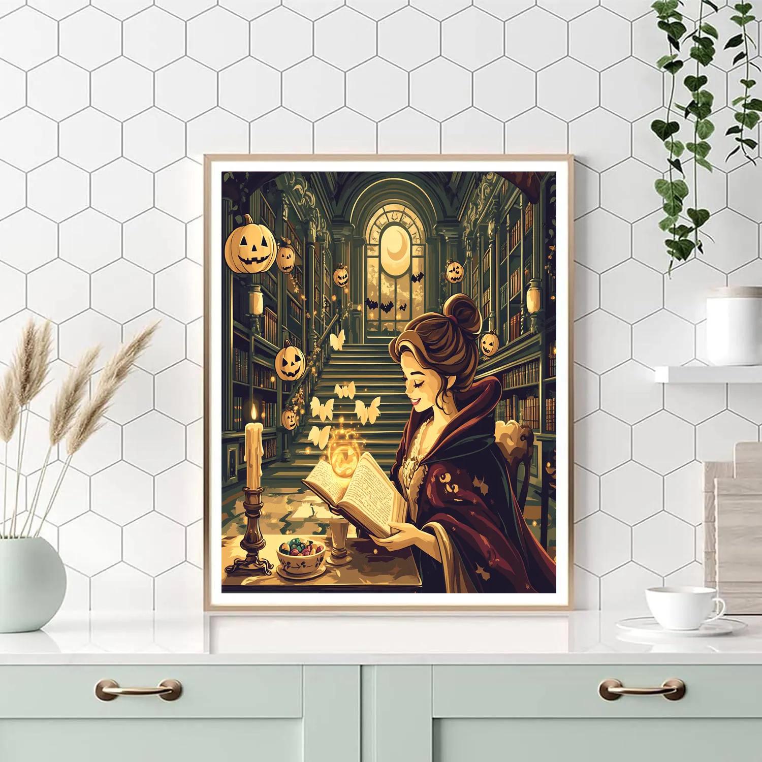 Trick Or Treat Library In The Enchanted Tower Number painting