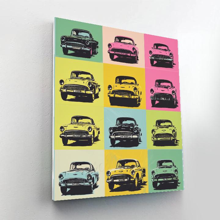 Andy Warhol Inspired Pop Art Vintage Car Grid paint by numbers