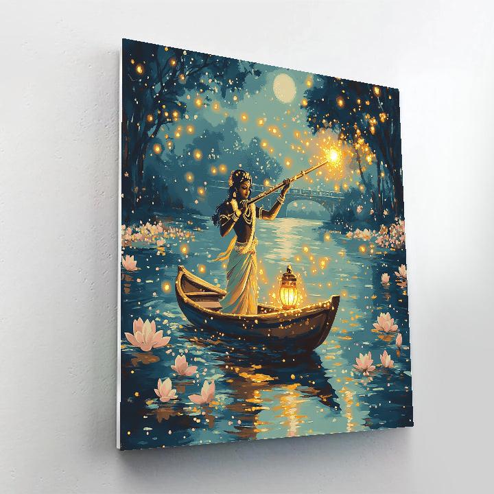 Krishna The River Ferryman Of Light paint by color