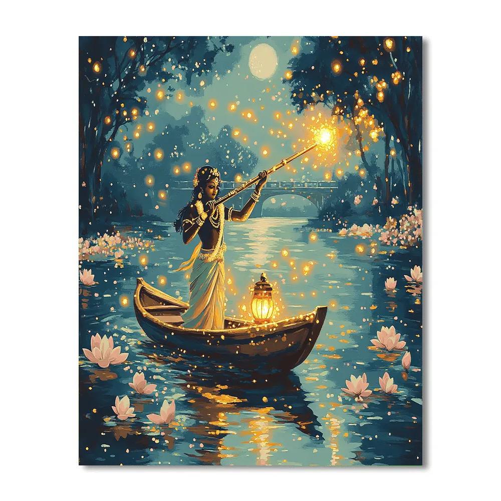 Krishna The River Ferryman Of Light paint by color