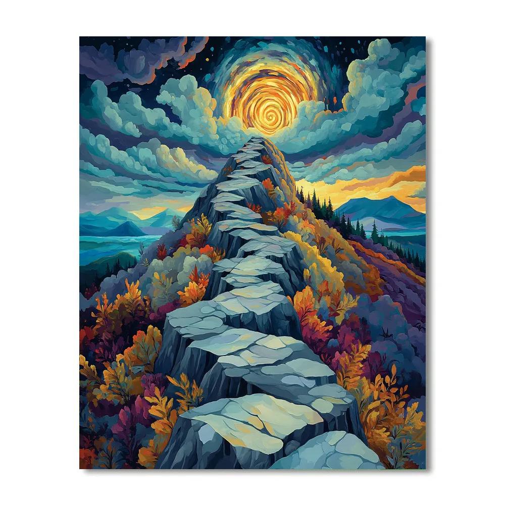 Frederick Varley Inspired Storm Crown Above Luminous Granite Ridge DIY paint by numbers