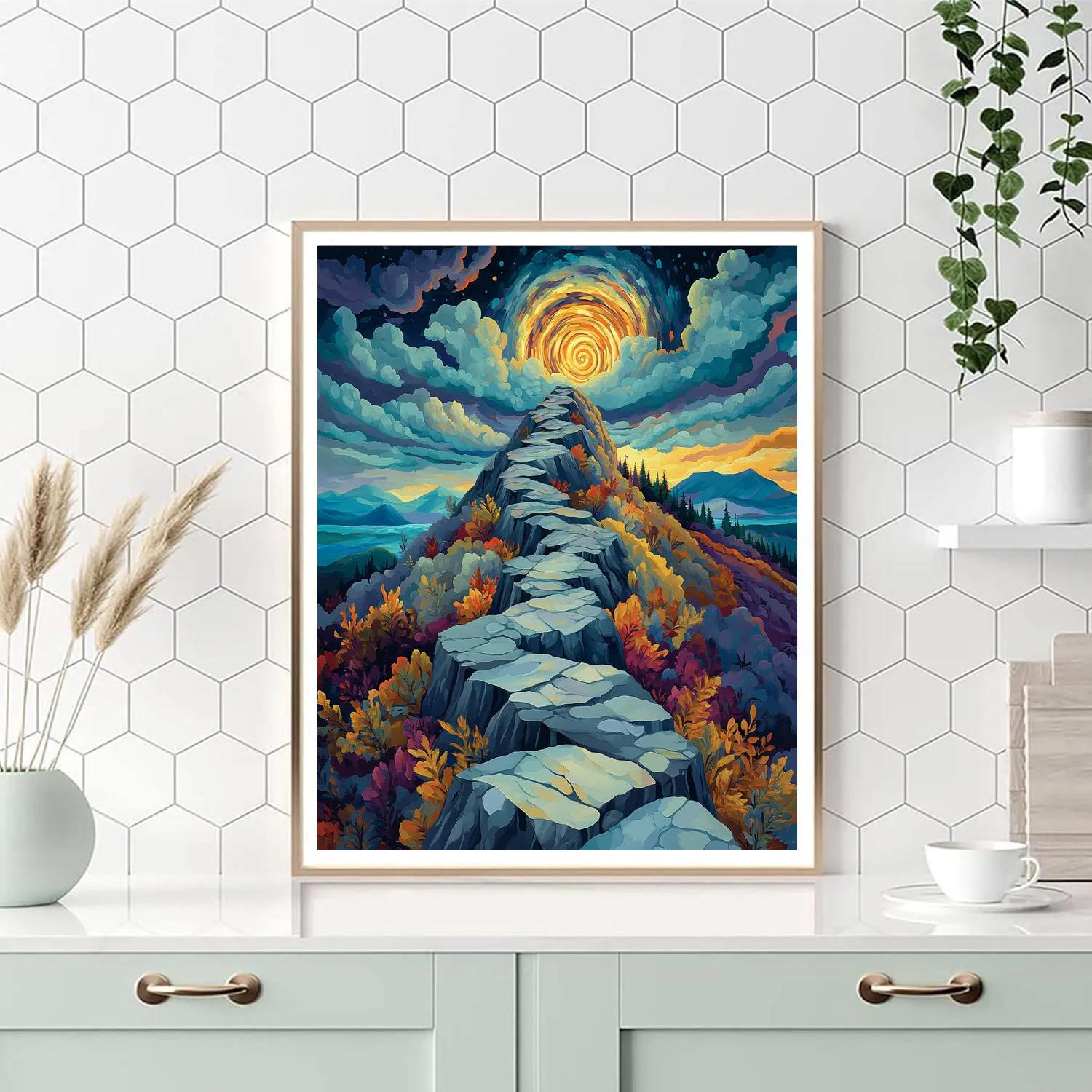 Frederick Varley Inspired Storm Crown Above Luminous Granite Ridge DIY paint by numbers