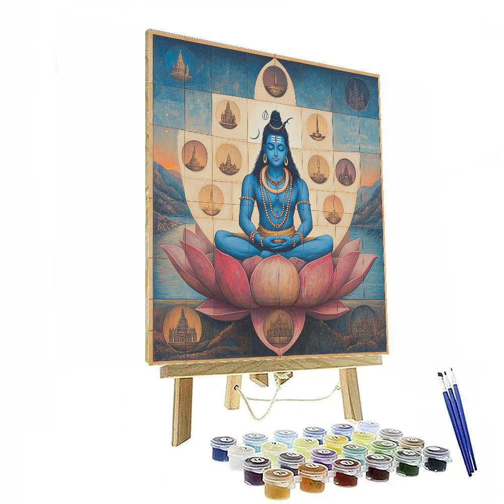Lotus Observatory With Shiva Within Numbered painting kits