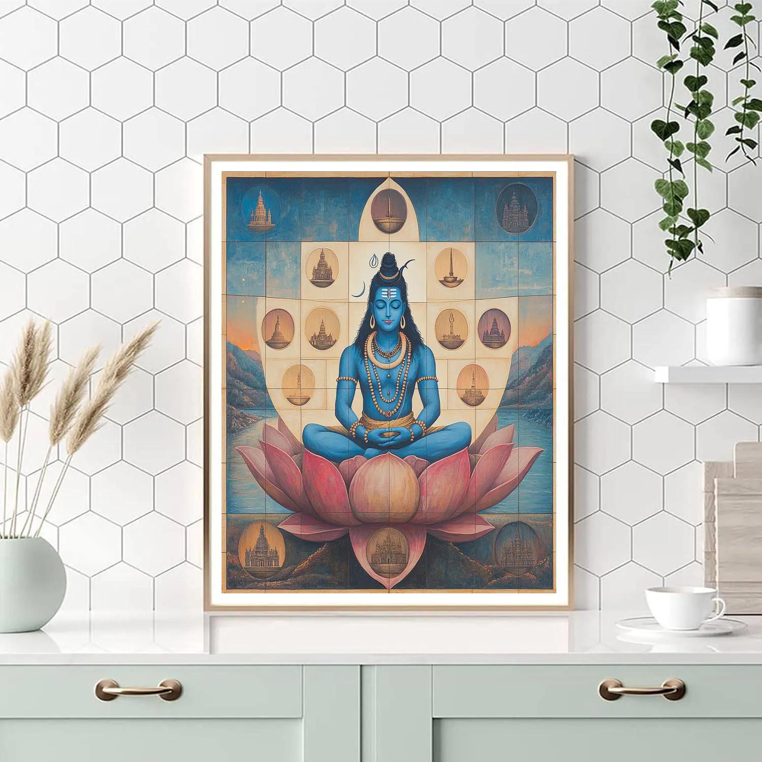 Lotus Observatory With Shiva Within Numbered painting kits