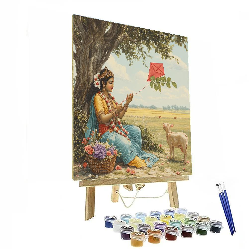 Krishna Builds A Kite From Lotus Leaves DIY paint by numbers