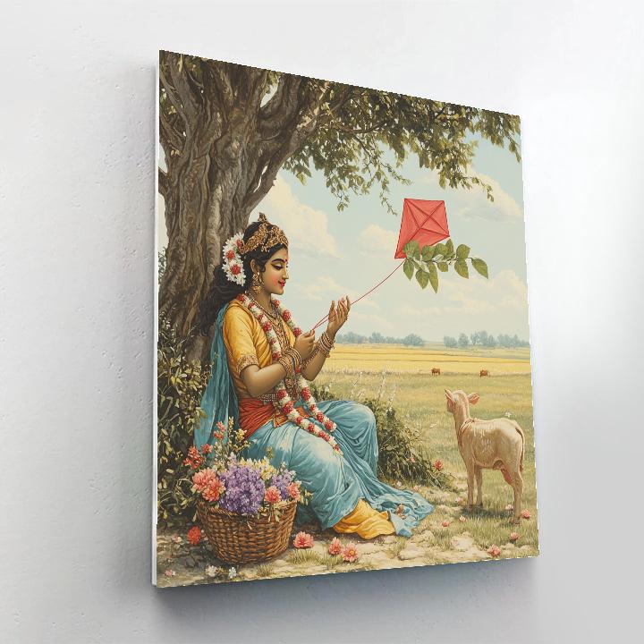 Krishna Builds A Kite From Lotus Leaves DIY paint by numbers