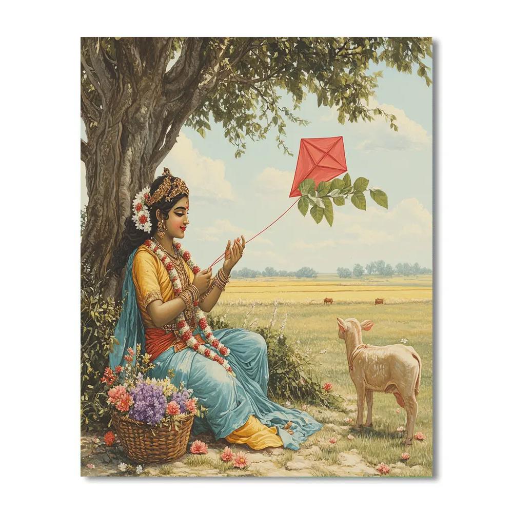Krishna Builds A Kite From Lotus Leaves DIY paint by numbers