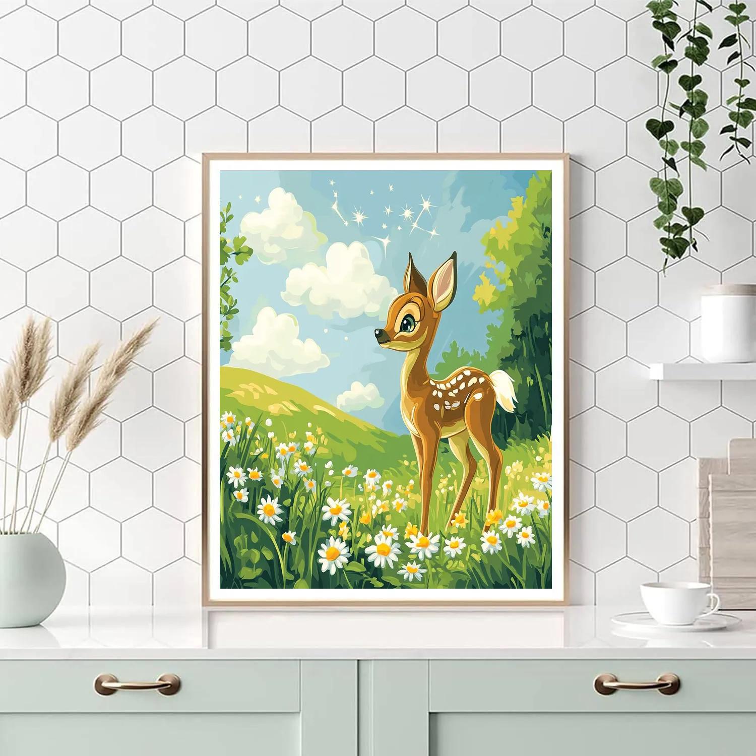 Bambi Meadow Cloud Constellation Game Paint by numbers art
