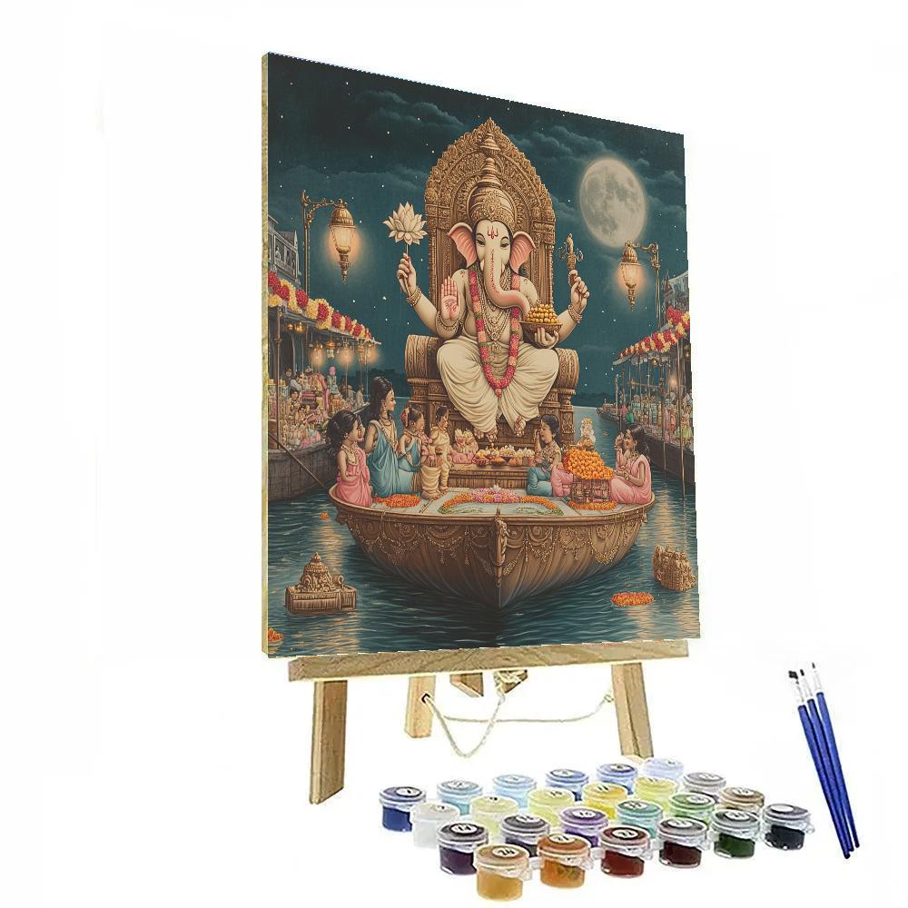 River Bazaar With Ganesha Blessings Number painting