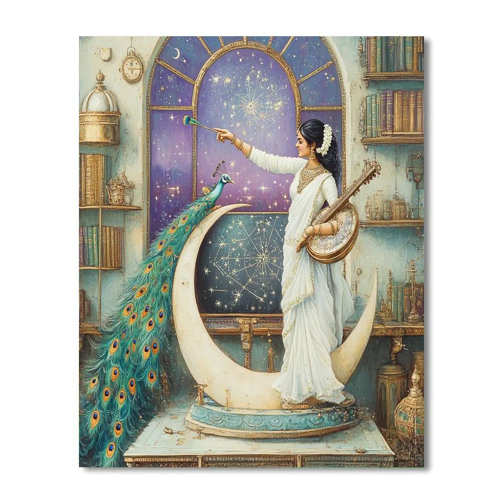 Saraswati Guiding The Clockwork Constellation Classroom Number painting