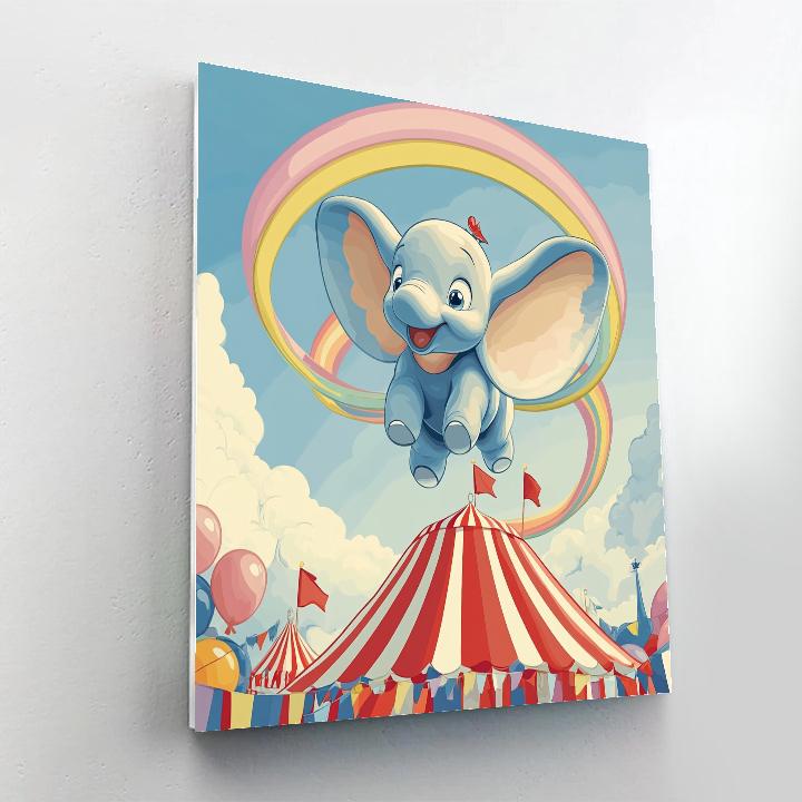 Dumbo Circus Sky Rainbow Rings Paint by numbers kits