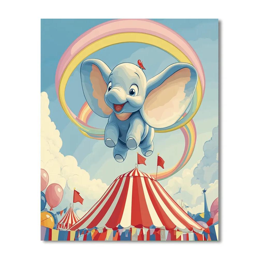 Dumbo Circus Sky Rainbow Rings Paint by numbers kits