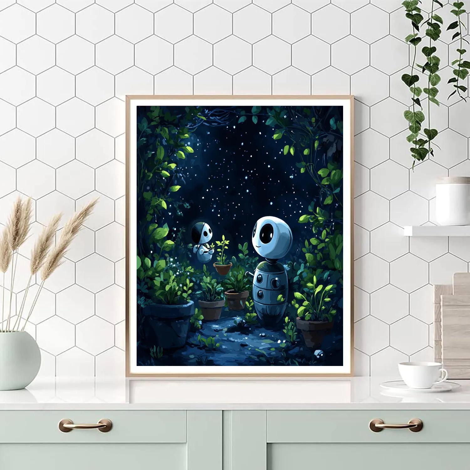 WALL E And Eve Orbital Garden Surprise Paint by numbers art