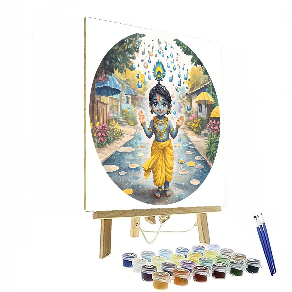 Krishna Turns Raindrops Into Beads Of Music painting number kit