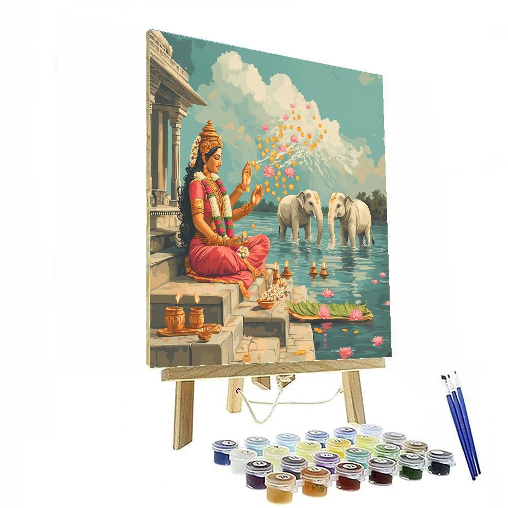 Lakshmi-Crafted Riverbank Of Rising Coins paint by numbers