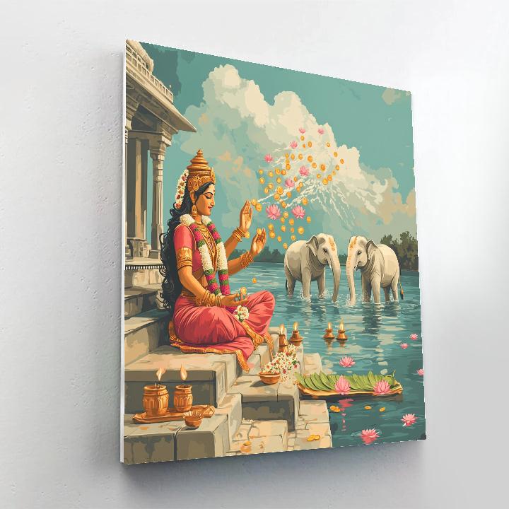 Lakshmi-Crafted Riverbank Of Rising Coins paint by numbers