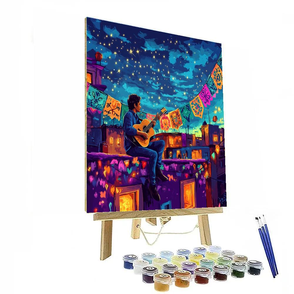 Miguel Rivera Rooftop Guitar Star Serenade Numbered painting kits