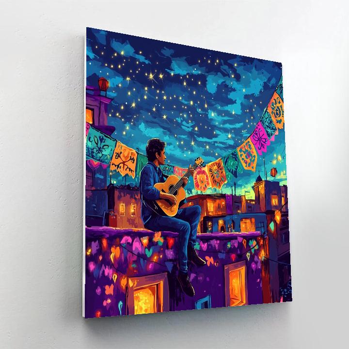 Miguel Rivera Rooftop Guitar Star Serenade Numbered painting kits