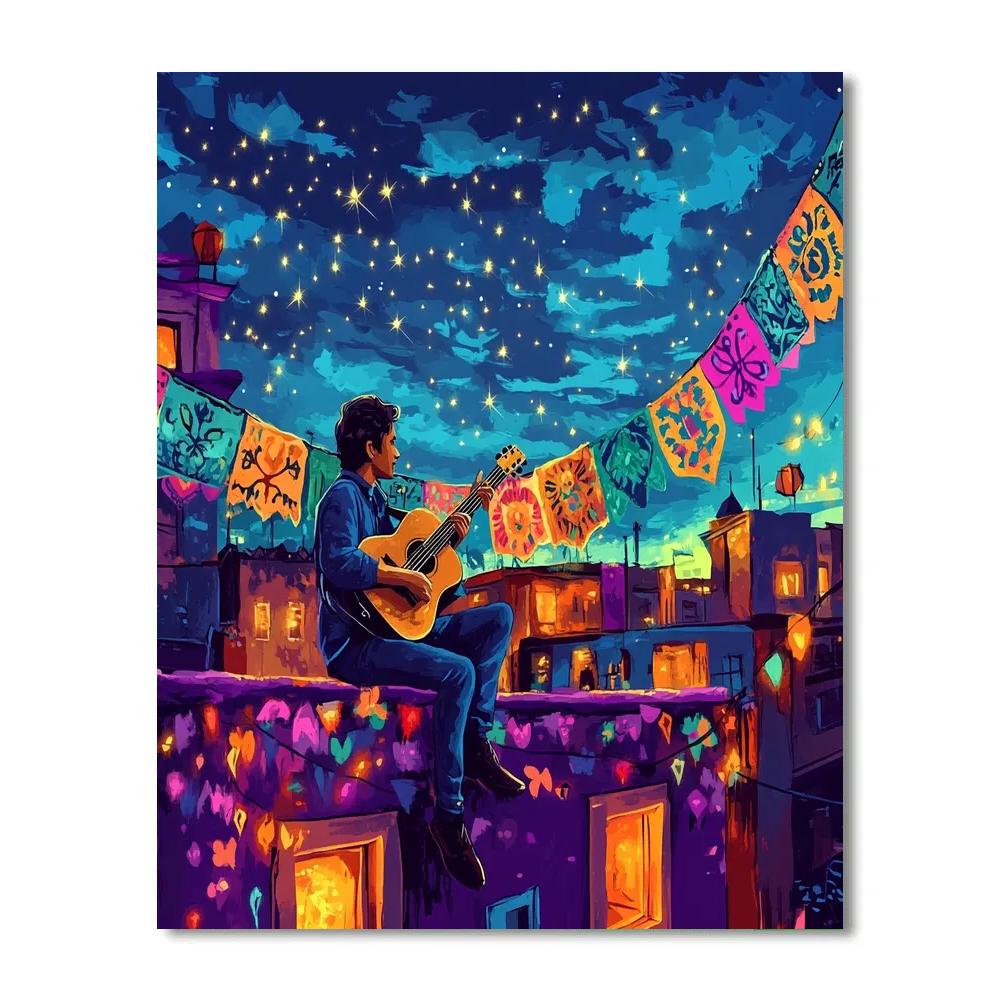 Miguel Rivera Rooftop Guitar Star Serenade Numbered painting kits