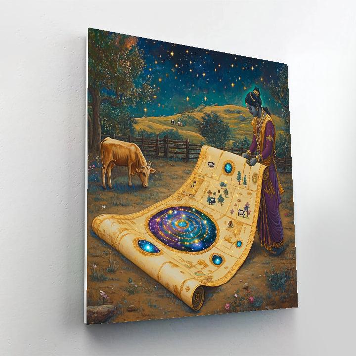 Krishna And The Cosmic Cowherd Map Number painting