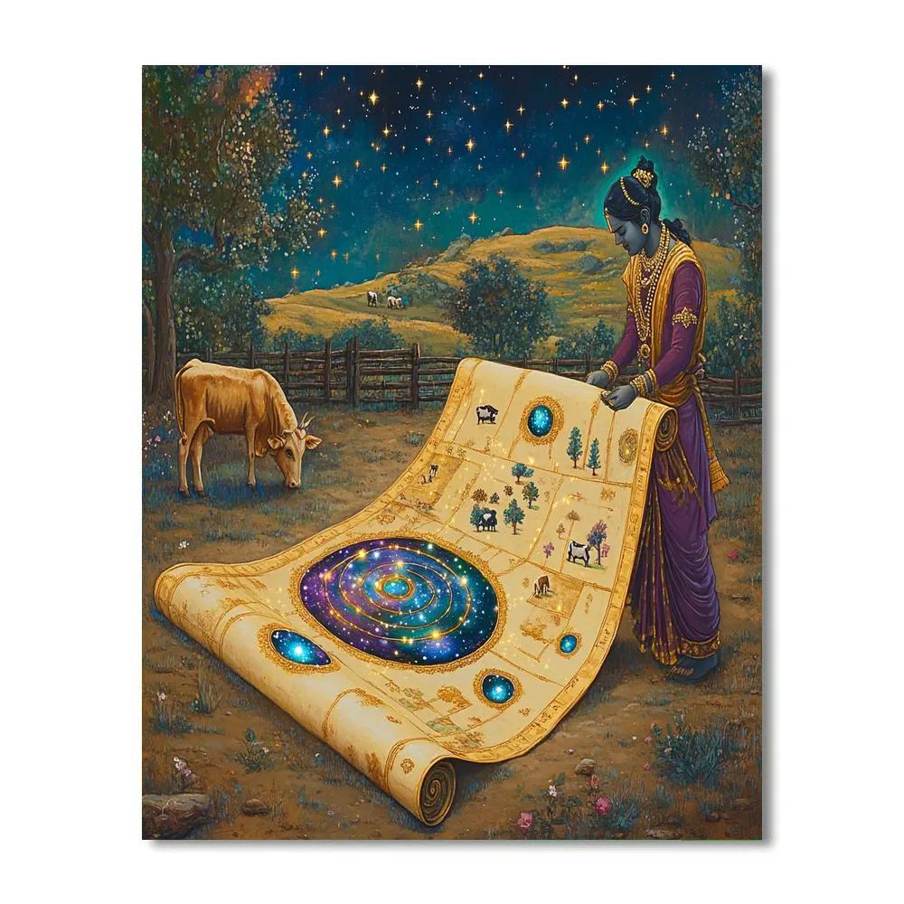 Krishna And The Cosmic Cowherd Map Number painting