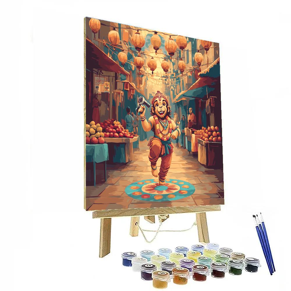 Festival Lanterns, Hanuman In The Alley Number painting