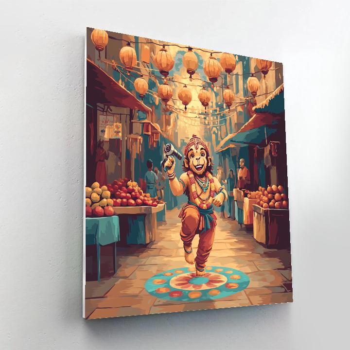 Festival Lanterns, Hanuman In The Alley Number painting
