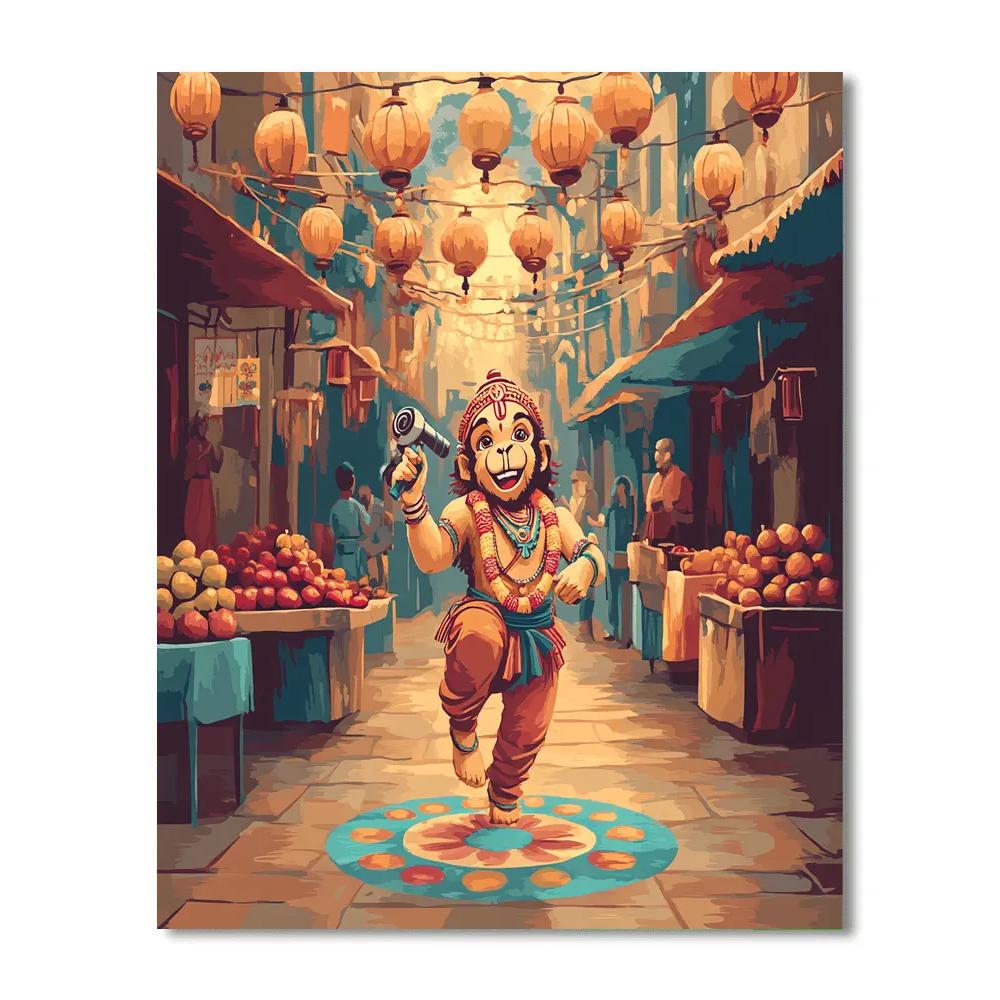 Festival Lanterns, Hanuman In The Alley Number painting