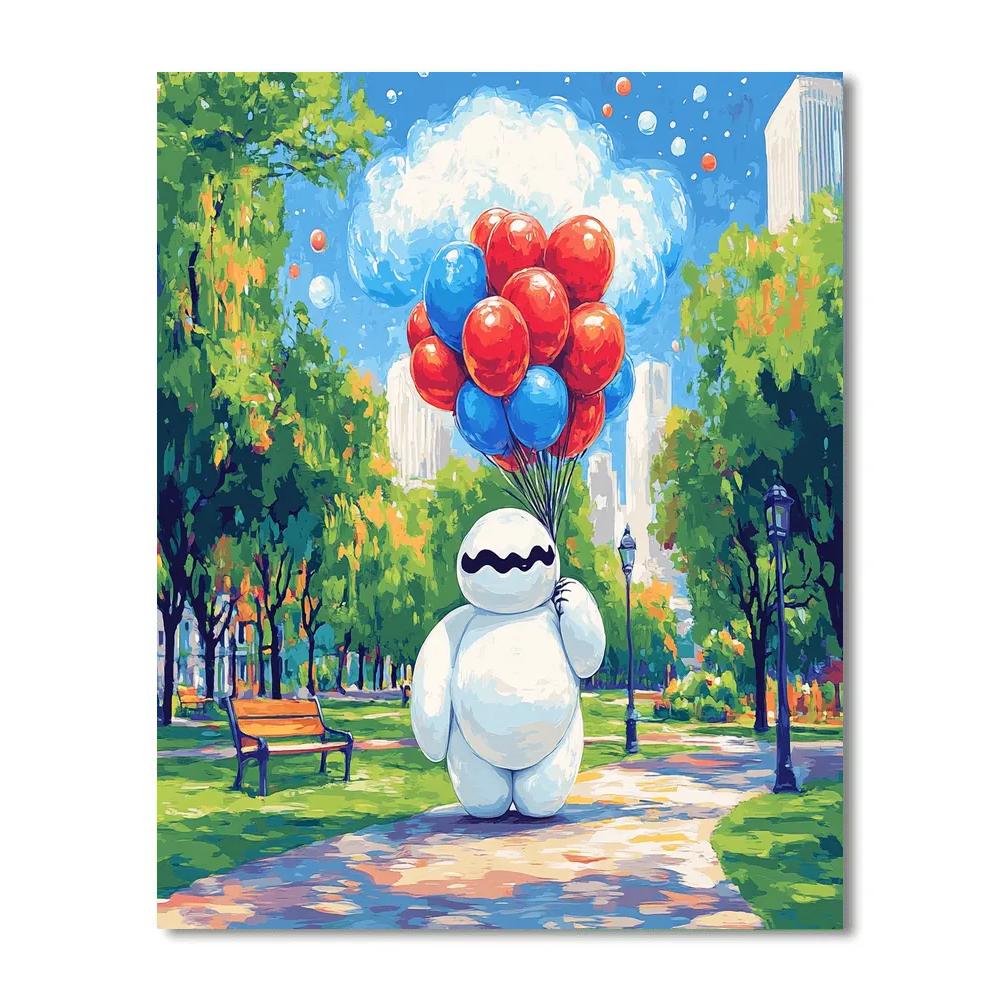 Baymax City Park Balloon Nebula Day paint by numbers