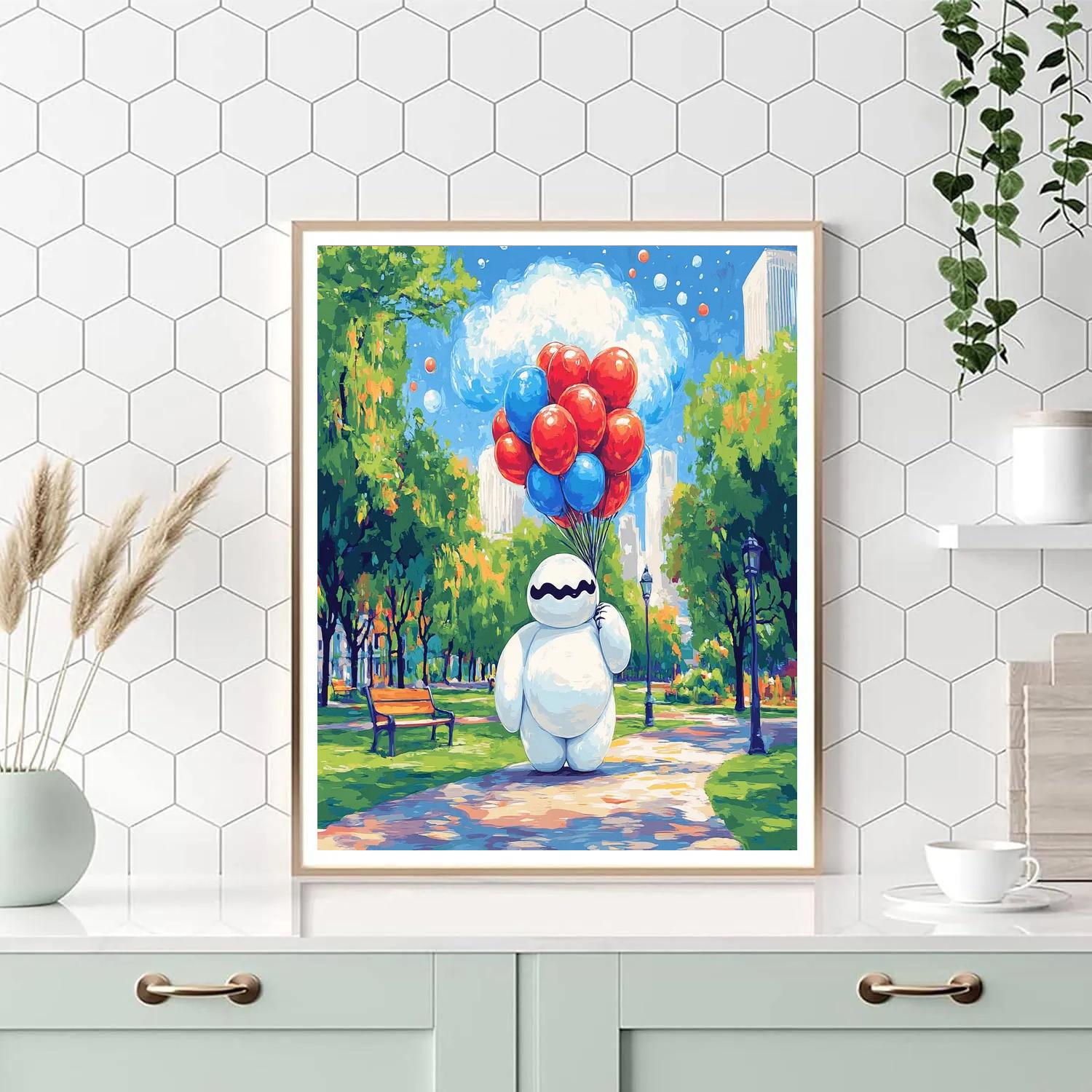 Baymax City Park Balloon Nebula Day paint by numbers