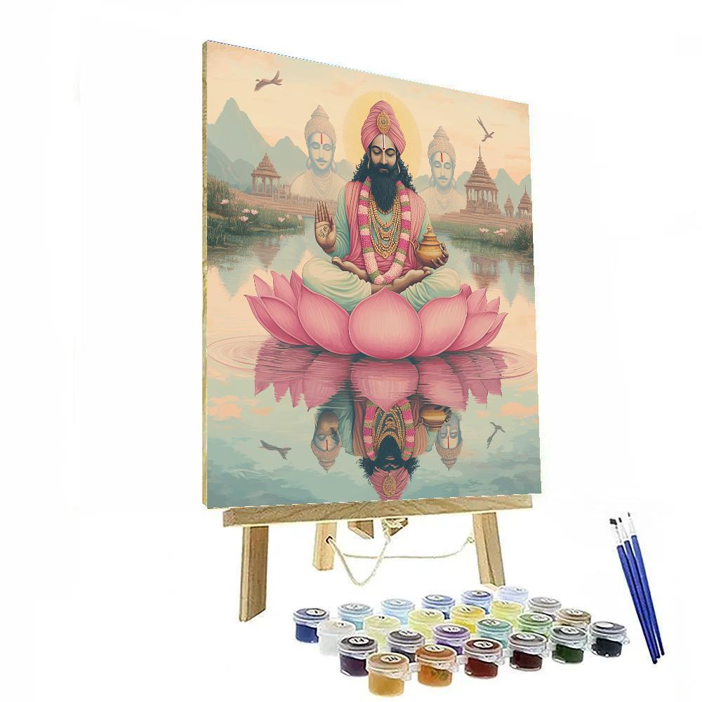 Lotus Lake Reflection With Brahma In Stillness paint by numbers