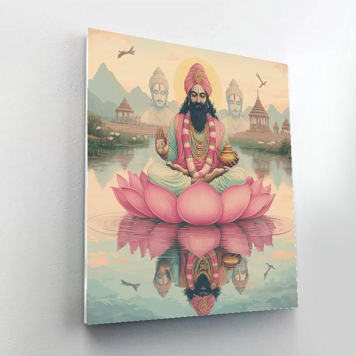 Lotus Lake Reflection With Brahma In Stillness paint by numbers