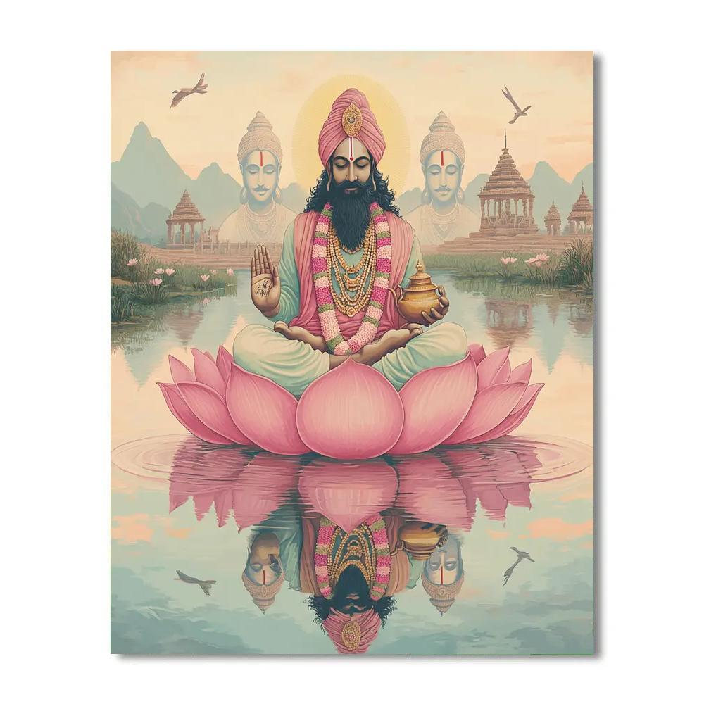 Lotus Lake Reflection With Brahma In Stillness paint by numbers