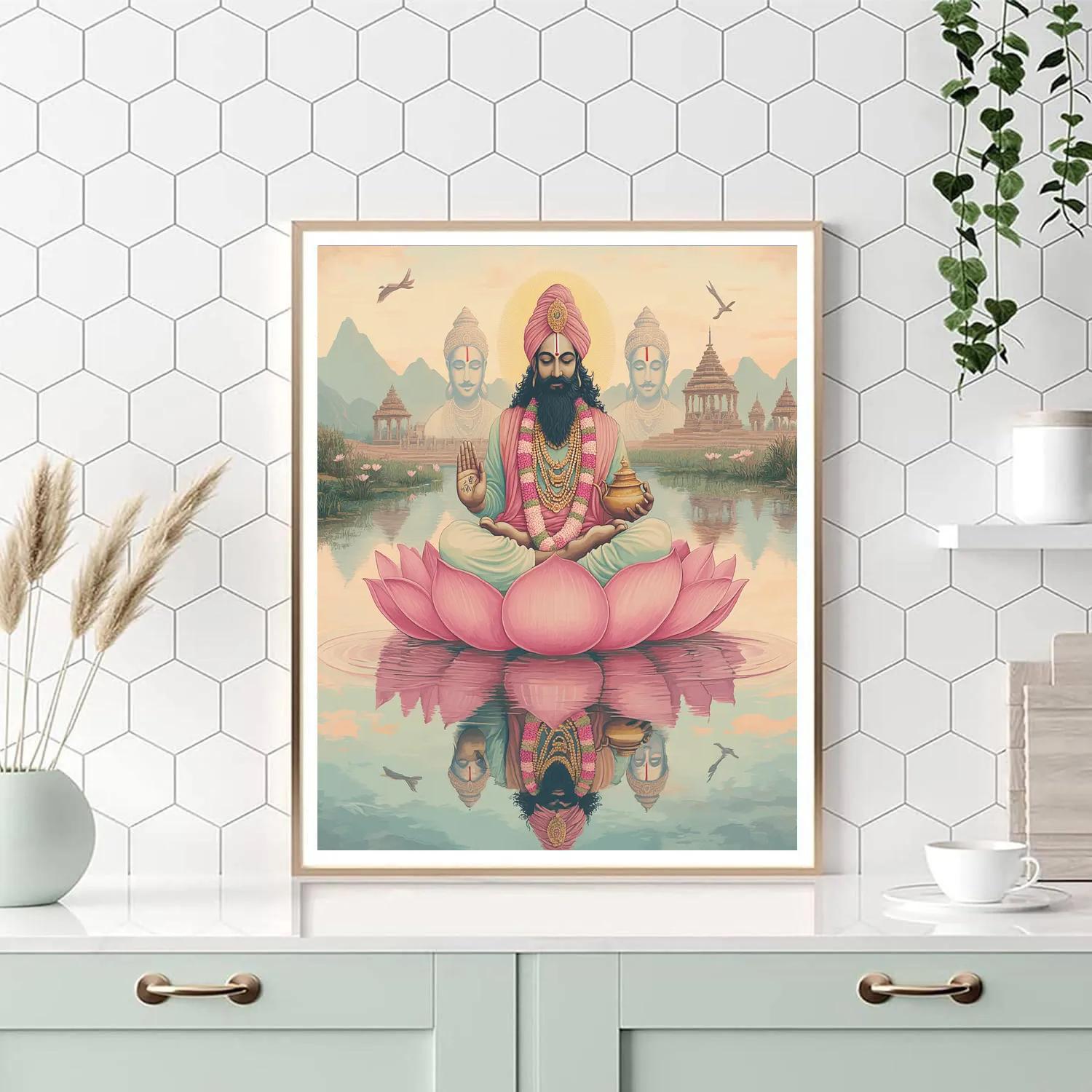 Lotus Lake Reflection With Brahma In Stillness paint by numbers